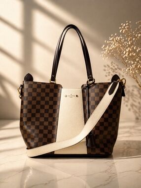 Authentic Louis Vuitton Jersey Damier Ebene Crossbody Tote Bag